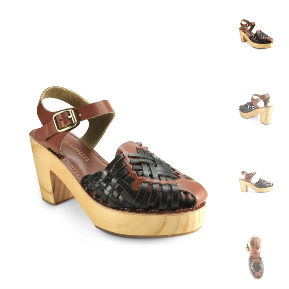 Band of Gypsies Magnolia Cognac Leather Woven Clog Size 11 NEW